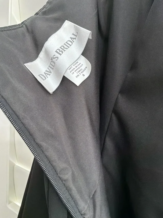 David’s Bridal Black Satin Halter Formal Gown Maxi Dress Size 8 Elegant - Picture 7 of 11